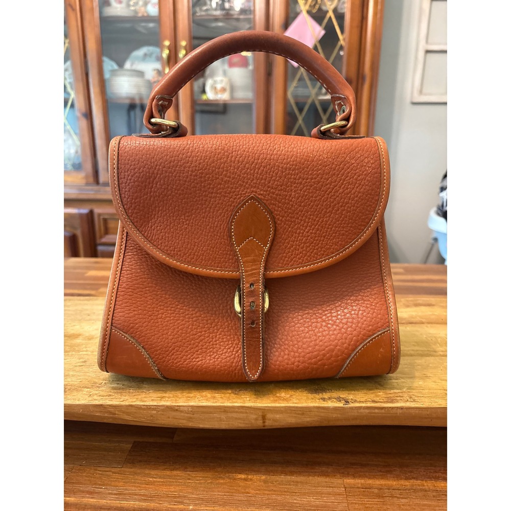 Dooney & Bourke Top Handle Bag Women Small Tan Good All Weather Leather Vintage